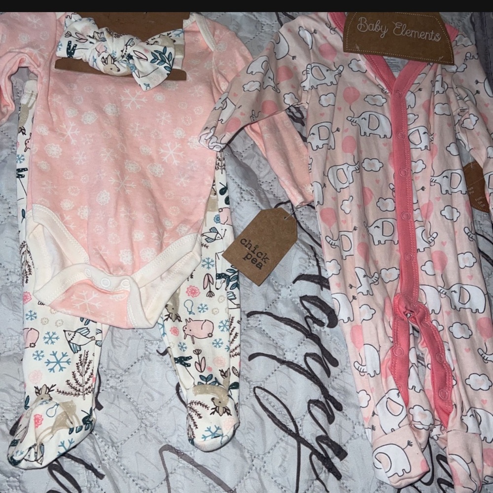 One piece and a two piece set with headband